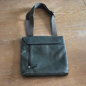 Hidesign Forest Green Leather Messenger Bag